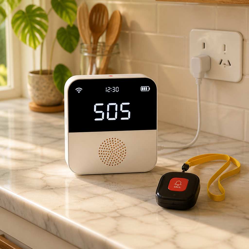 Senior Safe base station on a kitchen bench